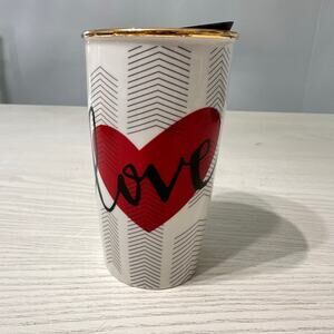 Starbucks Love Heart Valentines Tumbler Mug Limited 2014 With Lid